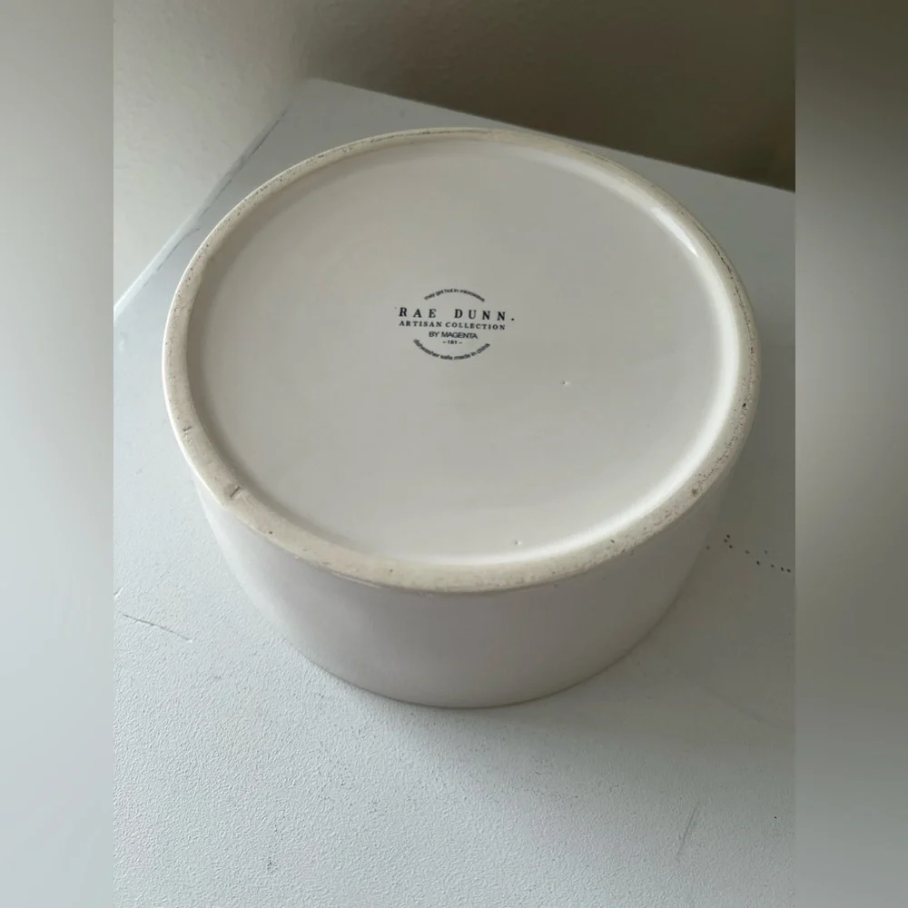 Rae Dunn | Bone Appetit | Large Dog Bowl Artisan Magenta | White Red